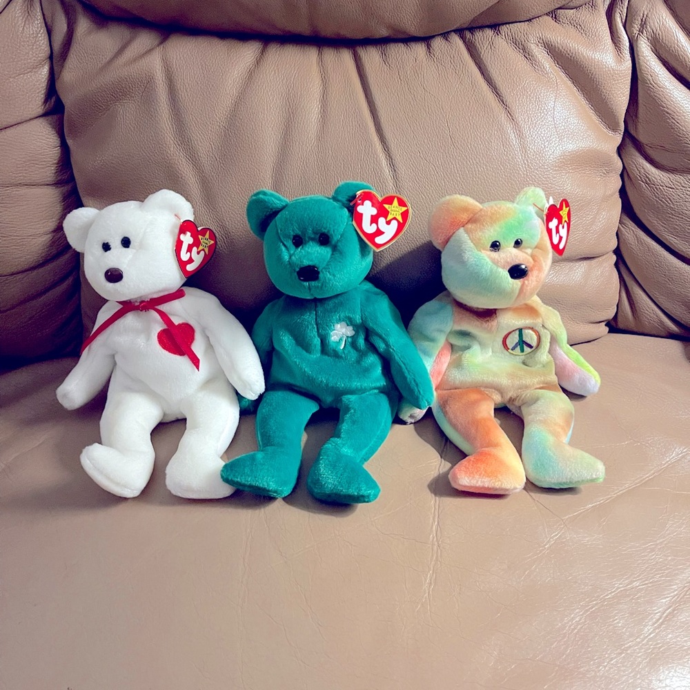 3 Mint Ty beanie babies with tags